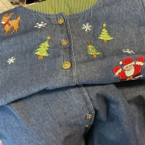 Bobbie Brooks Denim Sleeveless Button Down Sundress Romper Christmas Sz XL - Picture 8 of 8